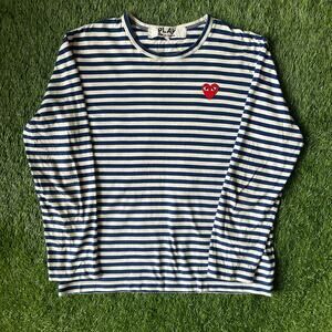 CDG Navy Blue L/S Stripe Tee